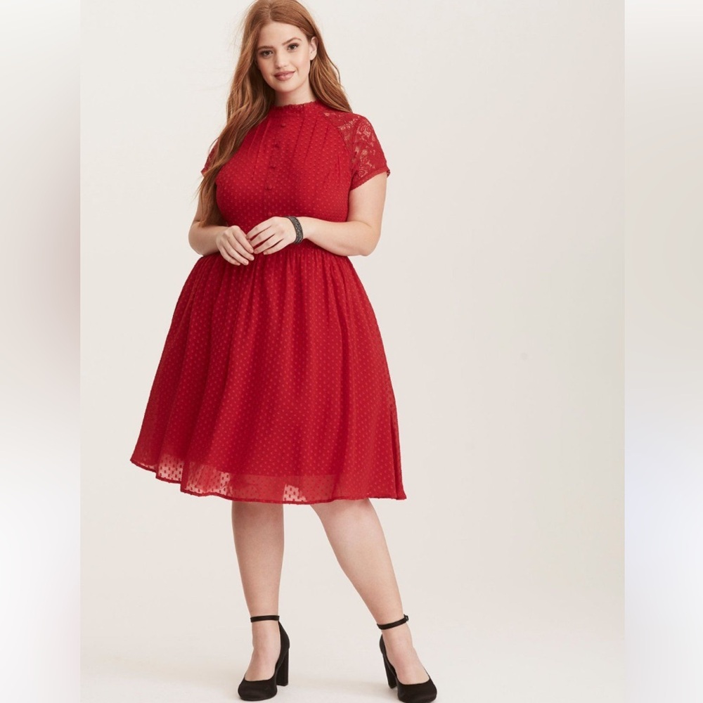 Torrid Red Lace Midi Dress